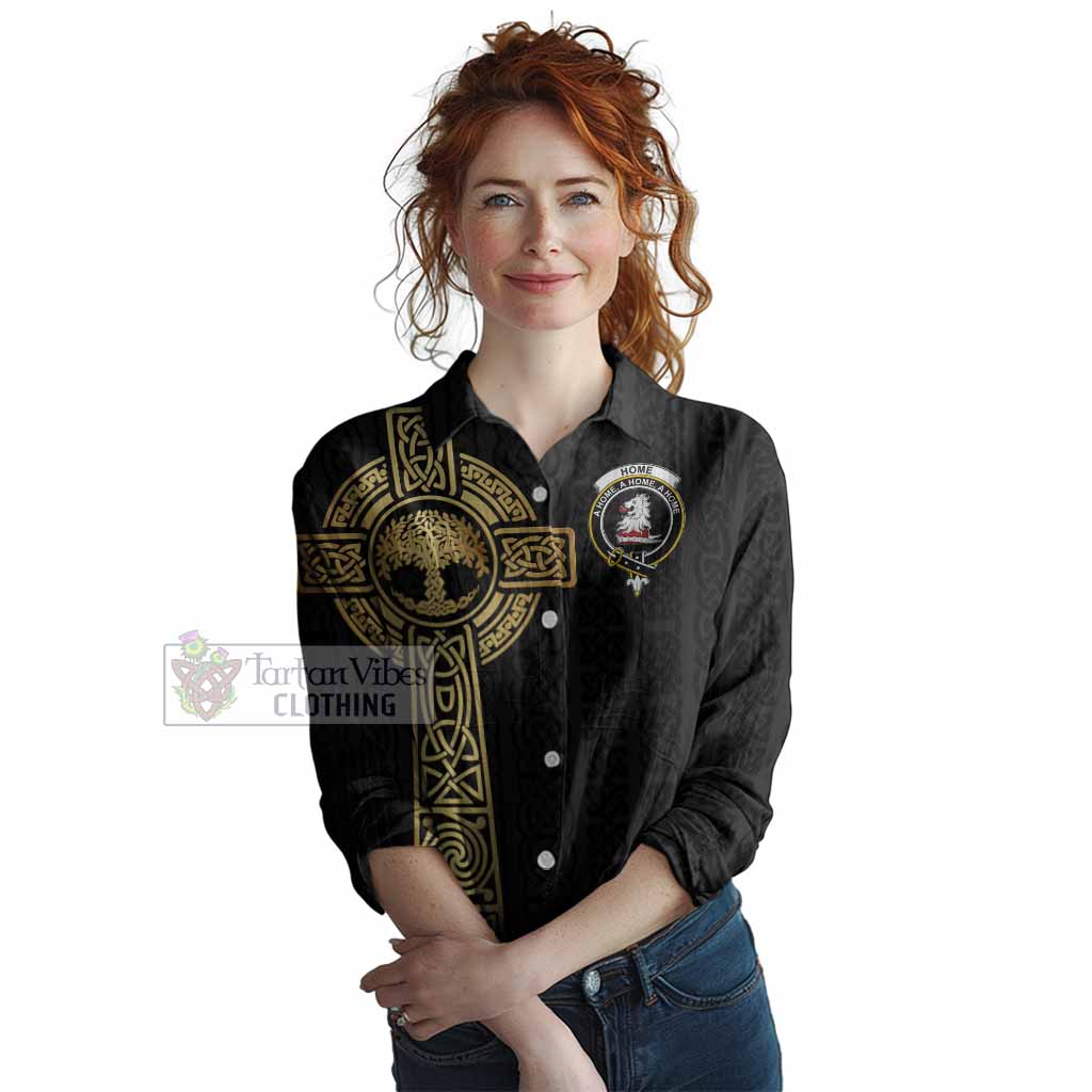 Home (Hume) Clan Crest Women Casual Shirt with Celtic Tree of Life Inspired