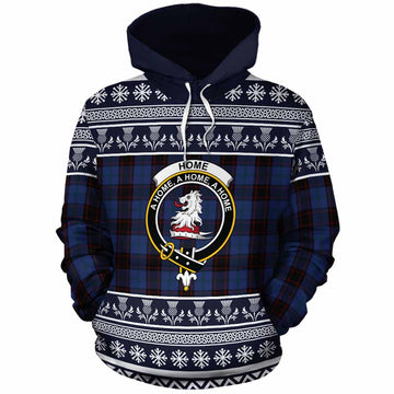 Home (Hume) Clan Tartan Christmas Cotton Hoodie with Family Crest