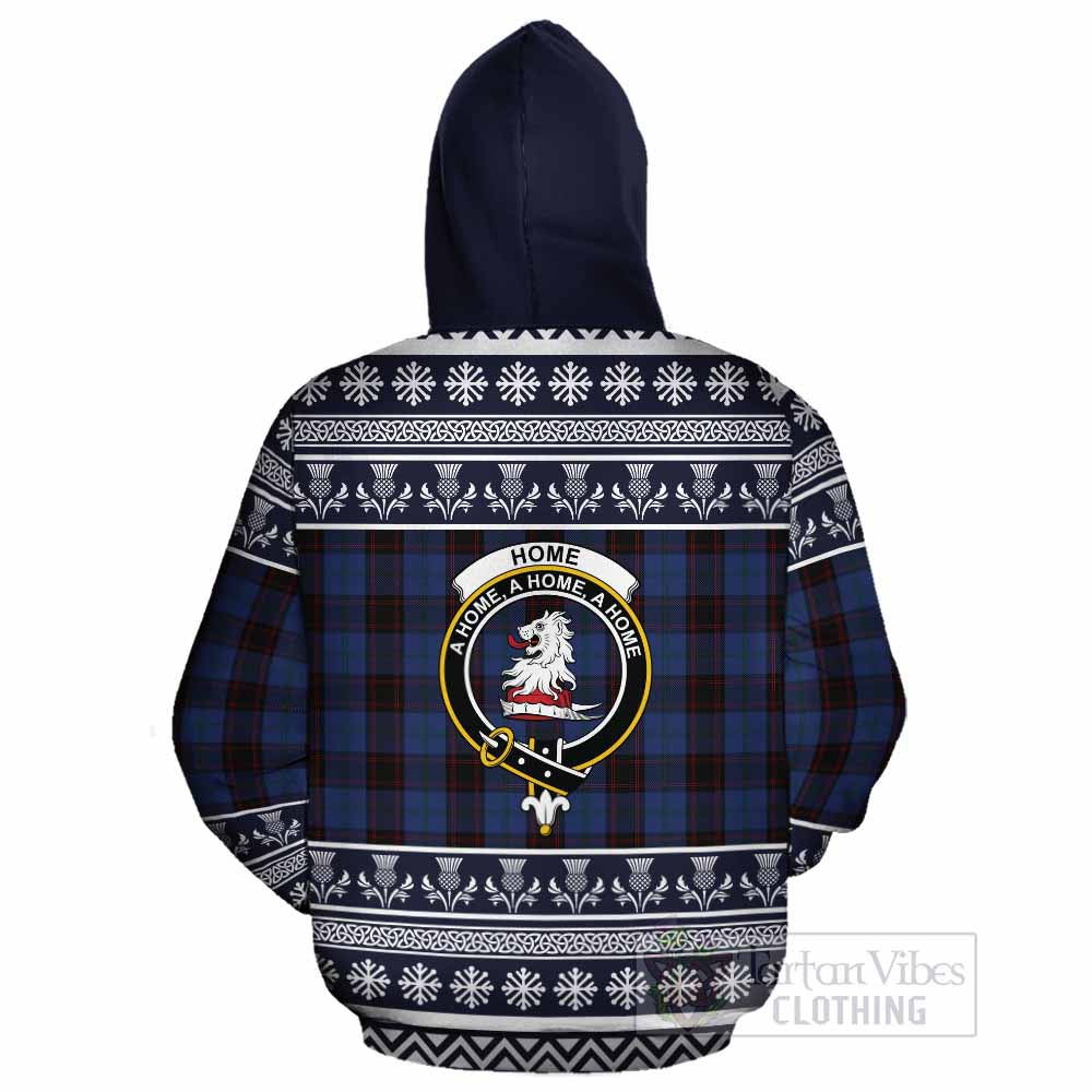 Home (Hume) Clan Tartan Christmas Cotton Hoodie with Family Crest - Tartan Vibes Clothing