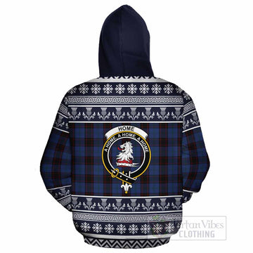 Home (Hume) Clan Tartan Christmas Cotton Hoodie with Family Crest