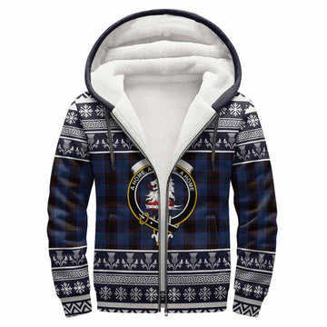 Home (Hume) Clan Tartan Christmas Fleece Hoodie with Family Crest