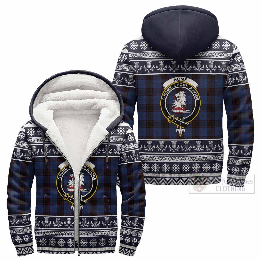 Home (Hume) Clan Tartan Christmas Fleece Hoodie with Family Crest - Tartan Vibes Clothing