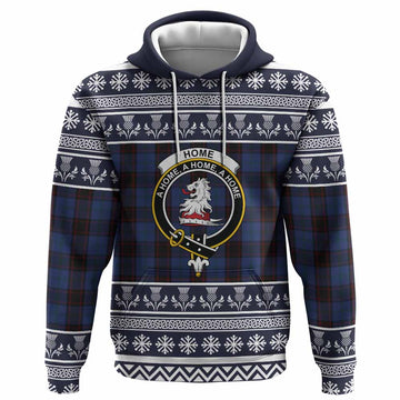 Home (Hume) Clan Tartan Christmas Hoodie with Family Crest