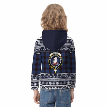 Home (Hume) Clan Tartan Christmas Kid Hoodie with Family Crest
