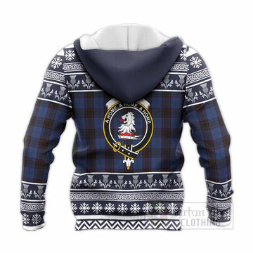 Home (Hume) Clan Tartan Christmas Knitted Hoodie with Family Crest