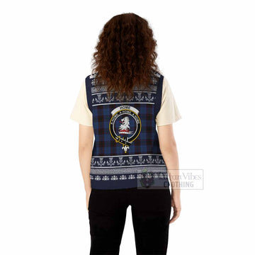 Home (Hume) Clan Tartan Christmas Knitted V-Neck Vest with Family Crest - Tartan Vibes Clothing