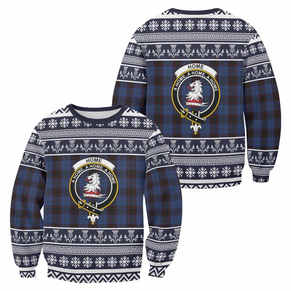 Home (Hume) Clan Tartan Christmas Sweatshirt with Family Crest - Tartan Vibes Clothing
