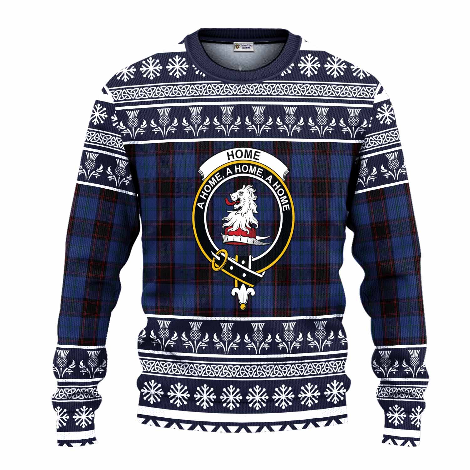 Home (Hume) Clan Tartan Christmas Ugly Sweater with Family Crest - Tartan Vibes Clothing
