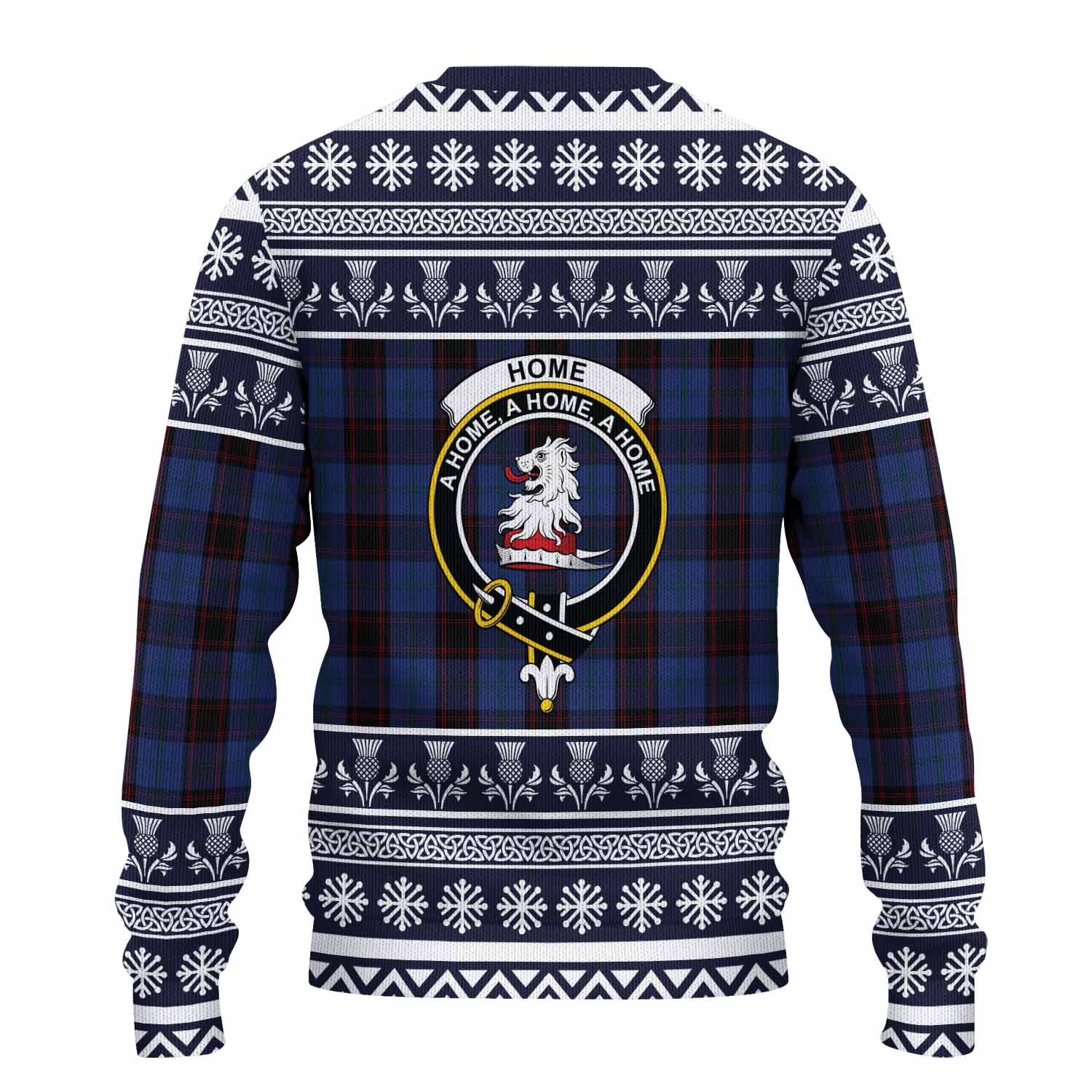 Home (Hume) Clan Tartan Christmas Ugly Sweater with Family Crest - Tartan Vibes Clothing
