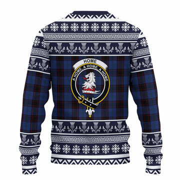 Home (Hume) Clan Tartan Christmas Ugly Sweater with Family Crest