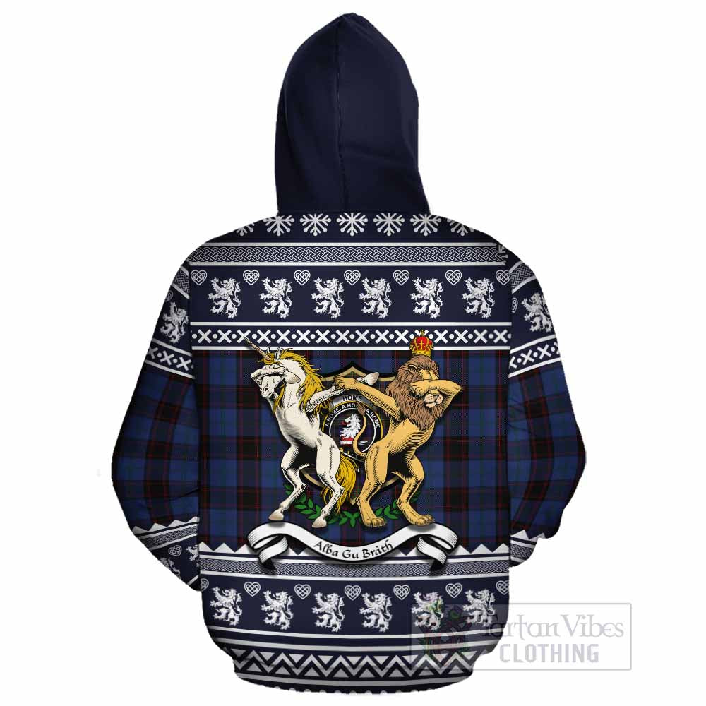 Home (Hume) Clan Tartan Crest Christmas Cotton Hoodie Coat of Arms Funny Style - Tartan Vibes Clothing