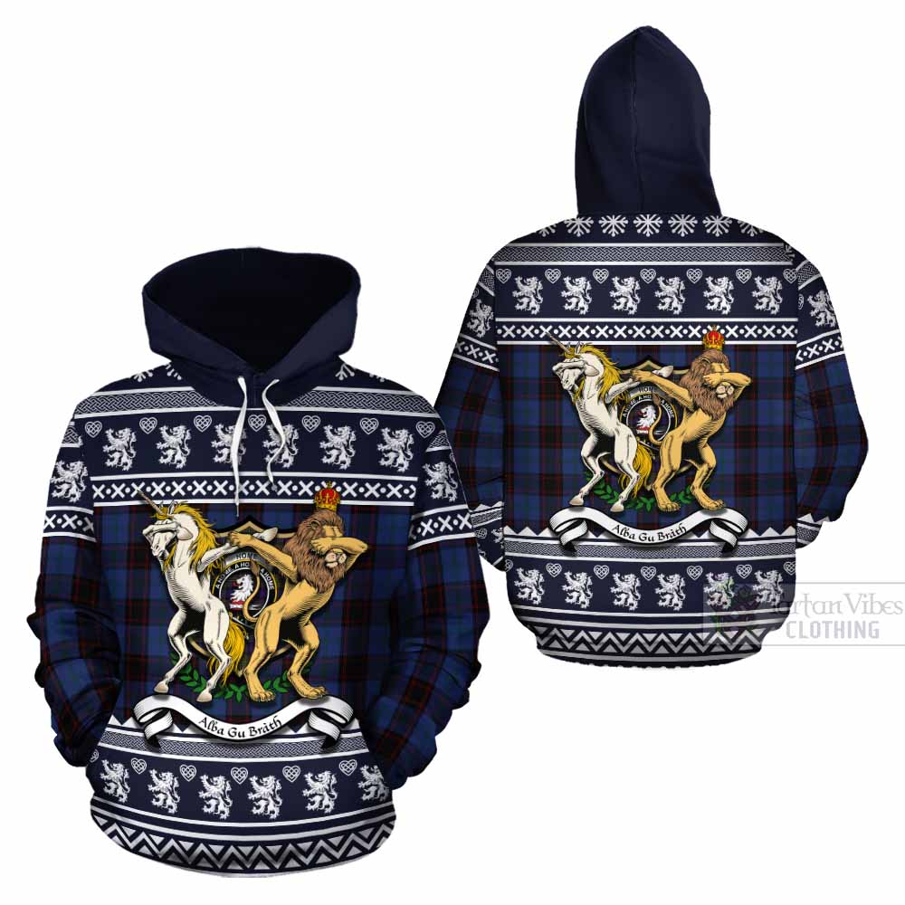 Home (Hume) Clan Tartan Crest Christmas Cotton Hoodie Coat of Arms Funny Style - Tartan Vibes Clothing