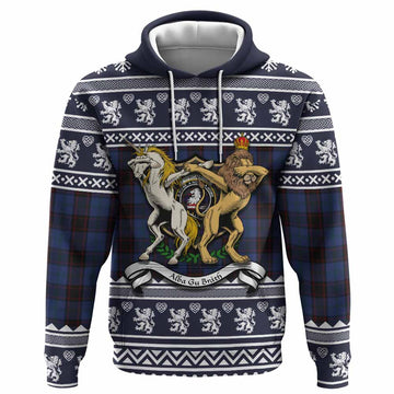 Home (Hume) Clan Tartan Crest Christmas Hoodie Coat of Arms Funny Style