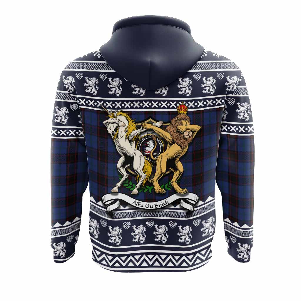 Home (Hume) Clan Tartan Crest Christmas Hoodie Coat of Arms Funny Style - Tartan Vibes Clothing