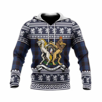 Home (Hume) Clan Tartan Crest Christmas Knitted Hoodie Coat of Arms Funny Style