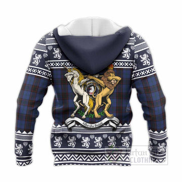 Home (Hume) Clan Tartan Crest Christmas Knitted Hoodie Coat of Arms Funny Style