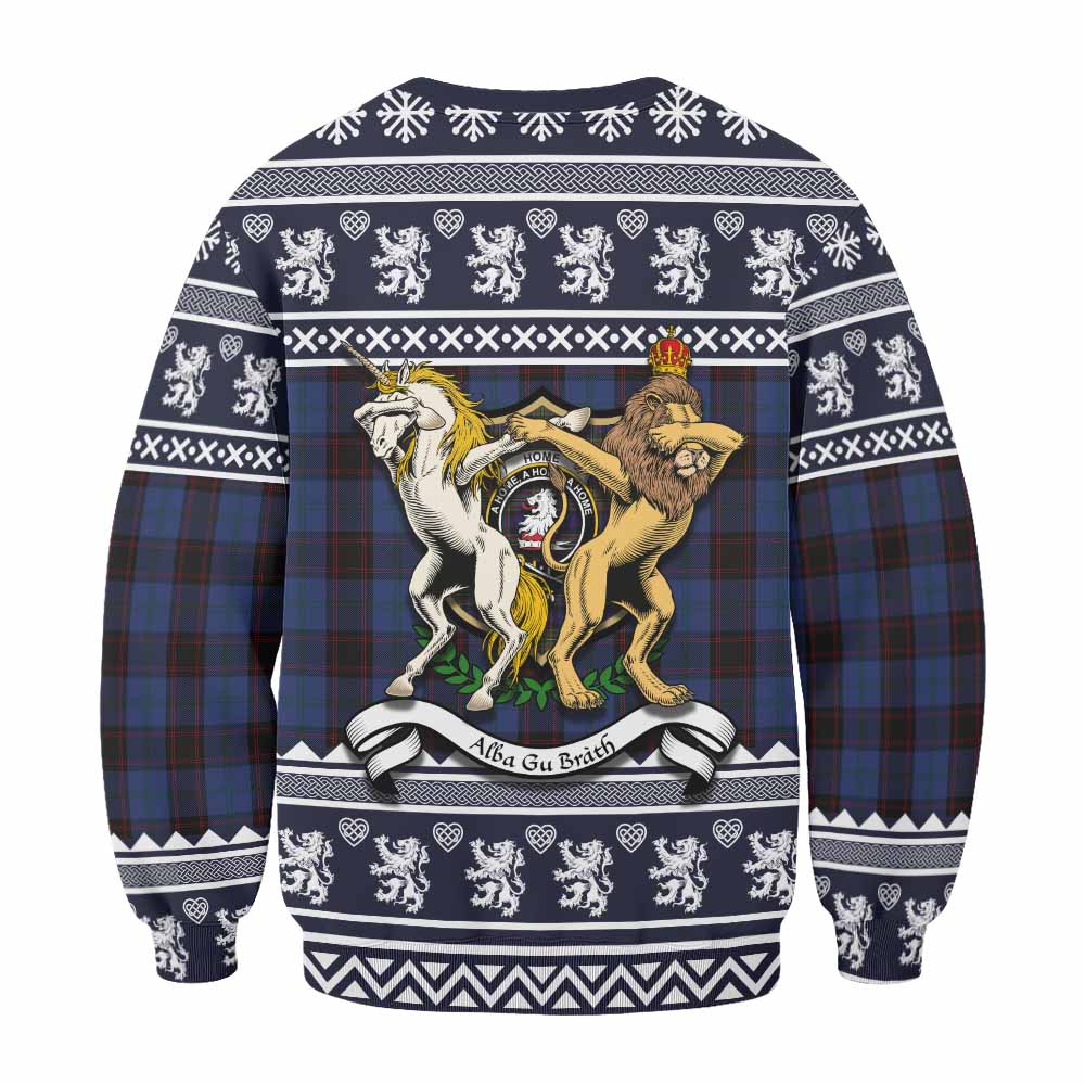 Home (Hume) Clan Tartan Crest Christmas Sweatshirt Coat of Arms Funny Style - Tartan Vibes Clothing