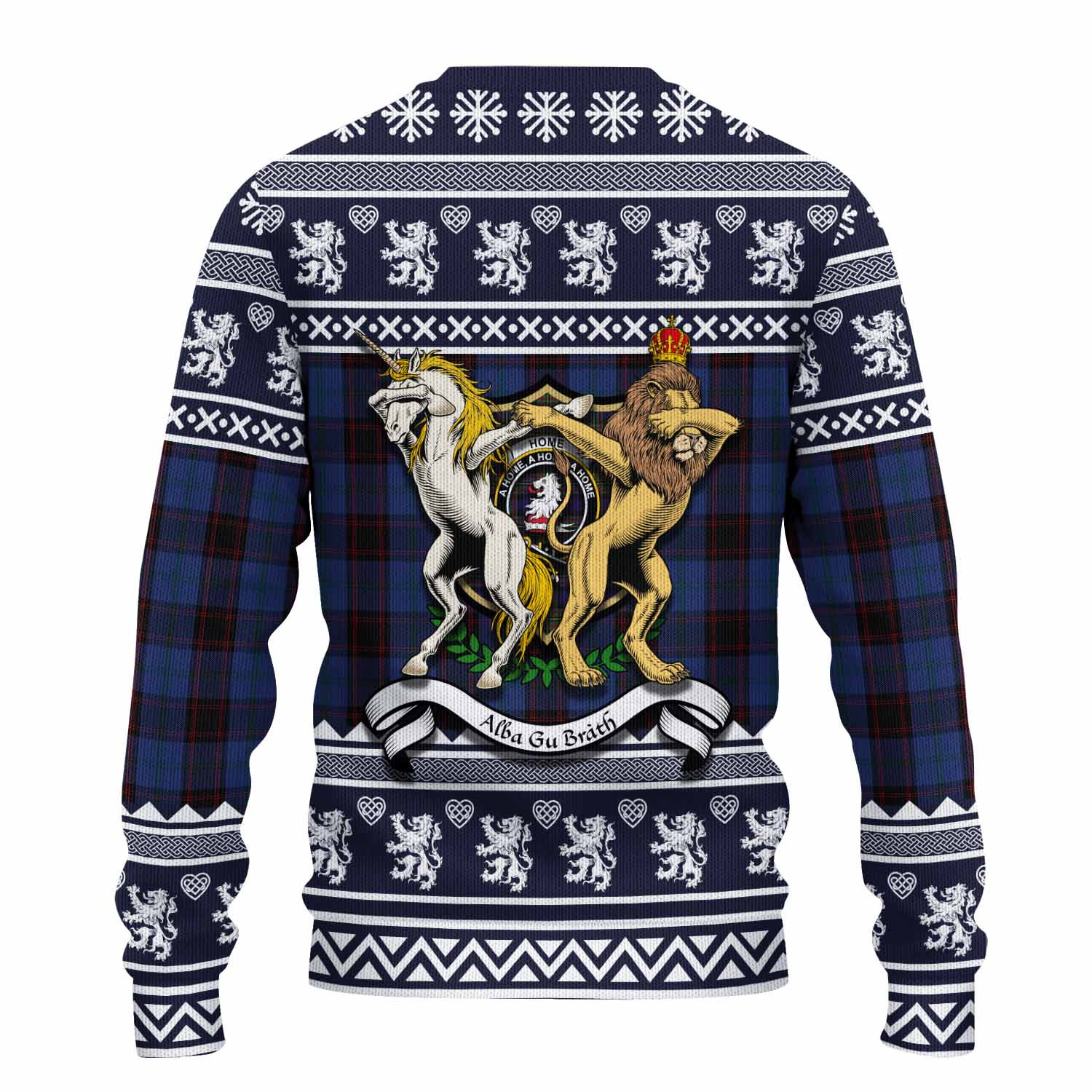 Home (Hume) Clan Tartan Crest Christmas Ugly Sweater Coat of Arms Funny Style - Tartan Vibes Clothing
