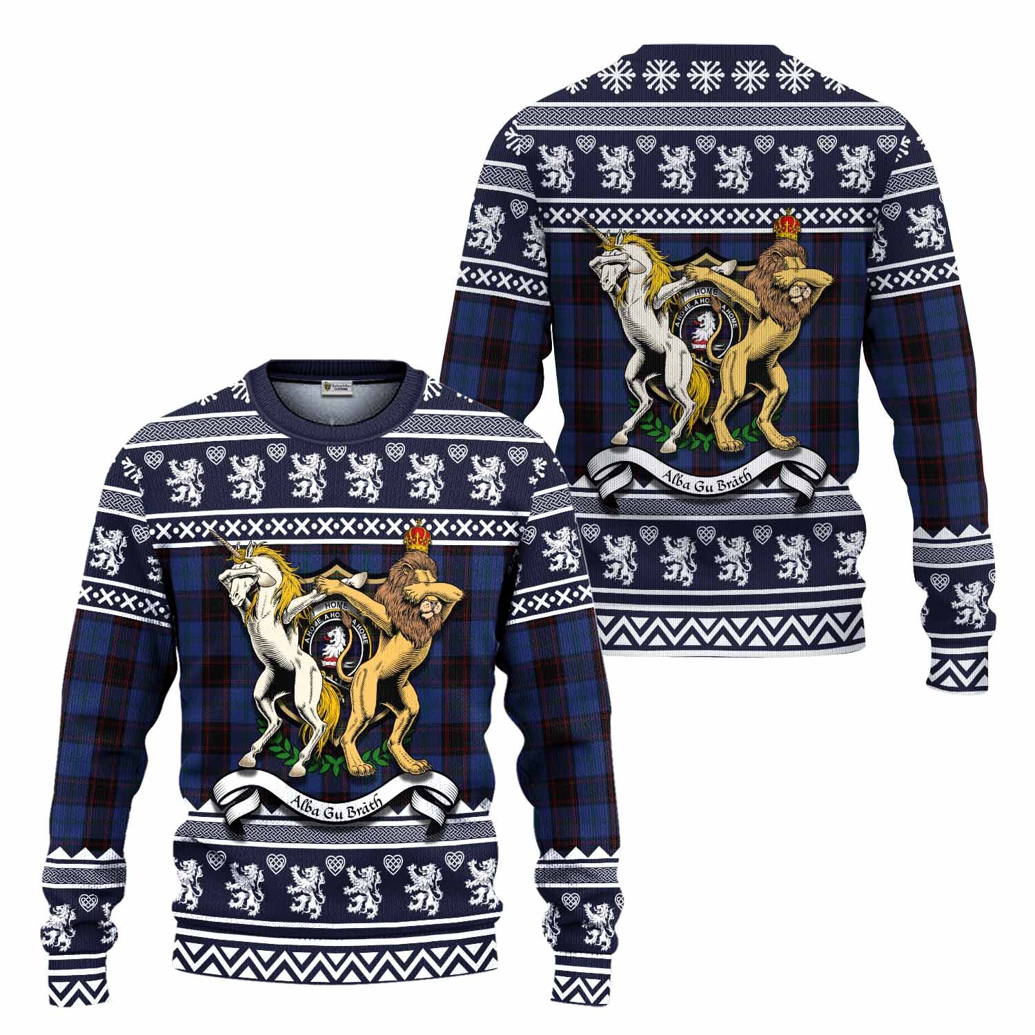 Home (Hume) Clan Tartan Crest Christmas Ugly Sweater Coat of Arms Funny Style - Tartan Vibes Clothing