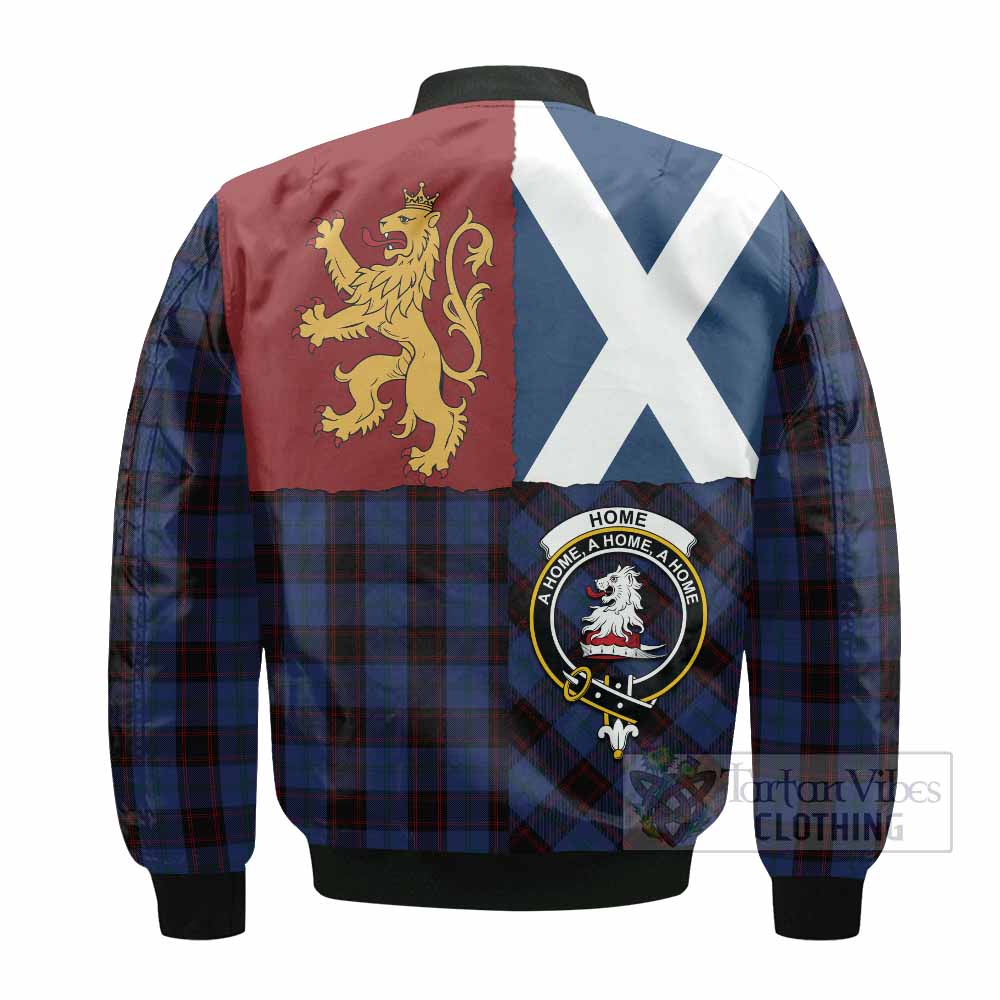 Home (Hume) Crest Tartan Bomber Jacket with Lion Rampant Saltire Style