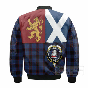 Home (Hume) Crest Tartan Bomber Jacket with Lion Rampant Saltire Style