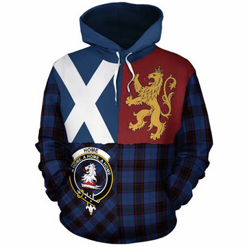 Home (Hume) Crest Tartan Cotton Hoodie with Lion Rampant Saltire Style