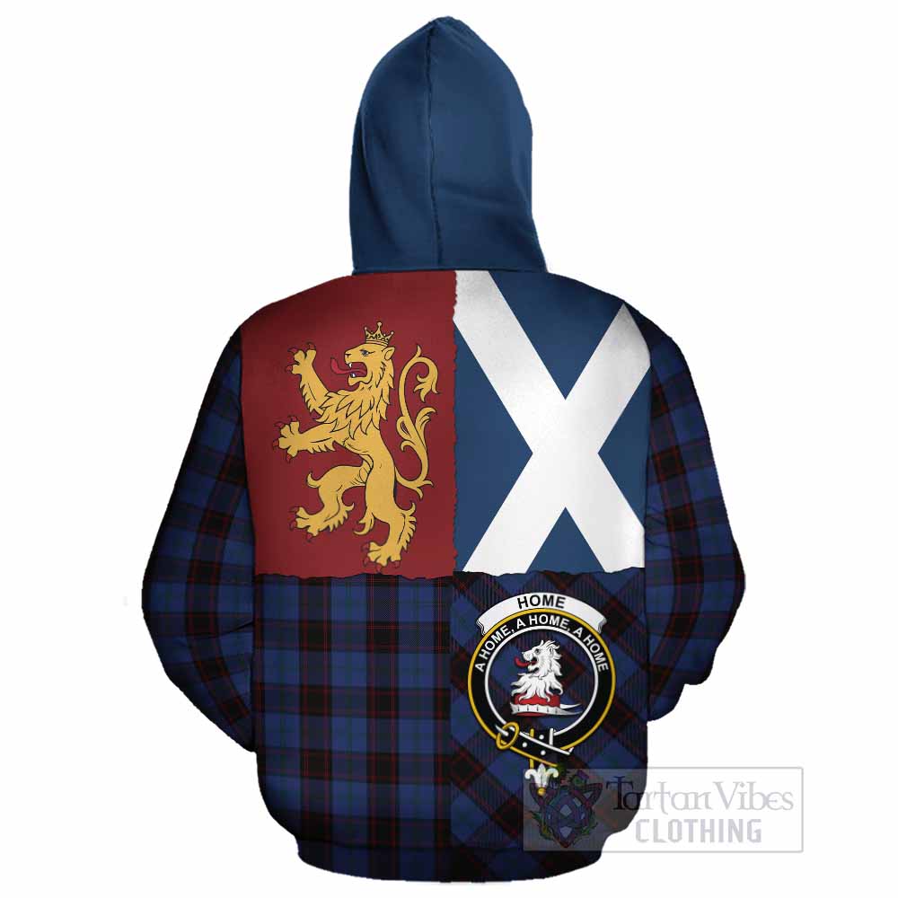 Home (Hume) Crest Tartan Cotton Hoodie with Lion Rampant Saltire Style - Tartan Vibes Clothing