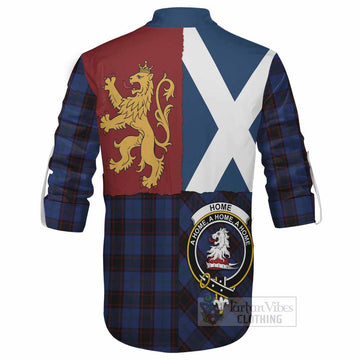 Home (Hume) Crest Tartan Ghillie Shirt with Lion Rampant Saltire Style