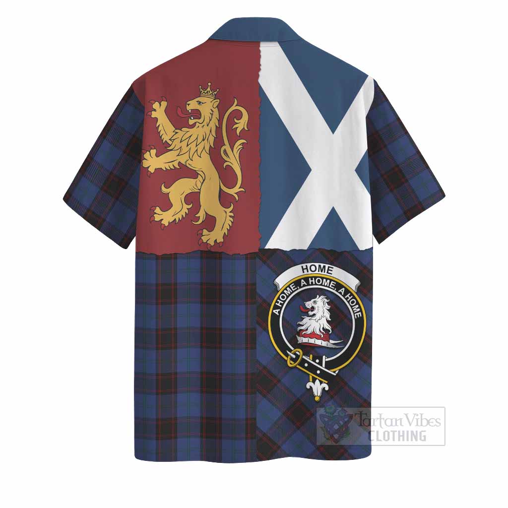 Home (Hume) Crest Tartan Hawaiian Shirt with Lion Rampant Saltire Style