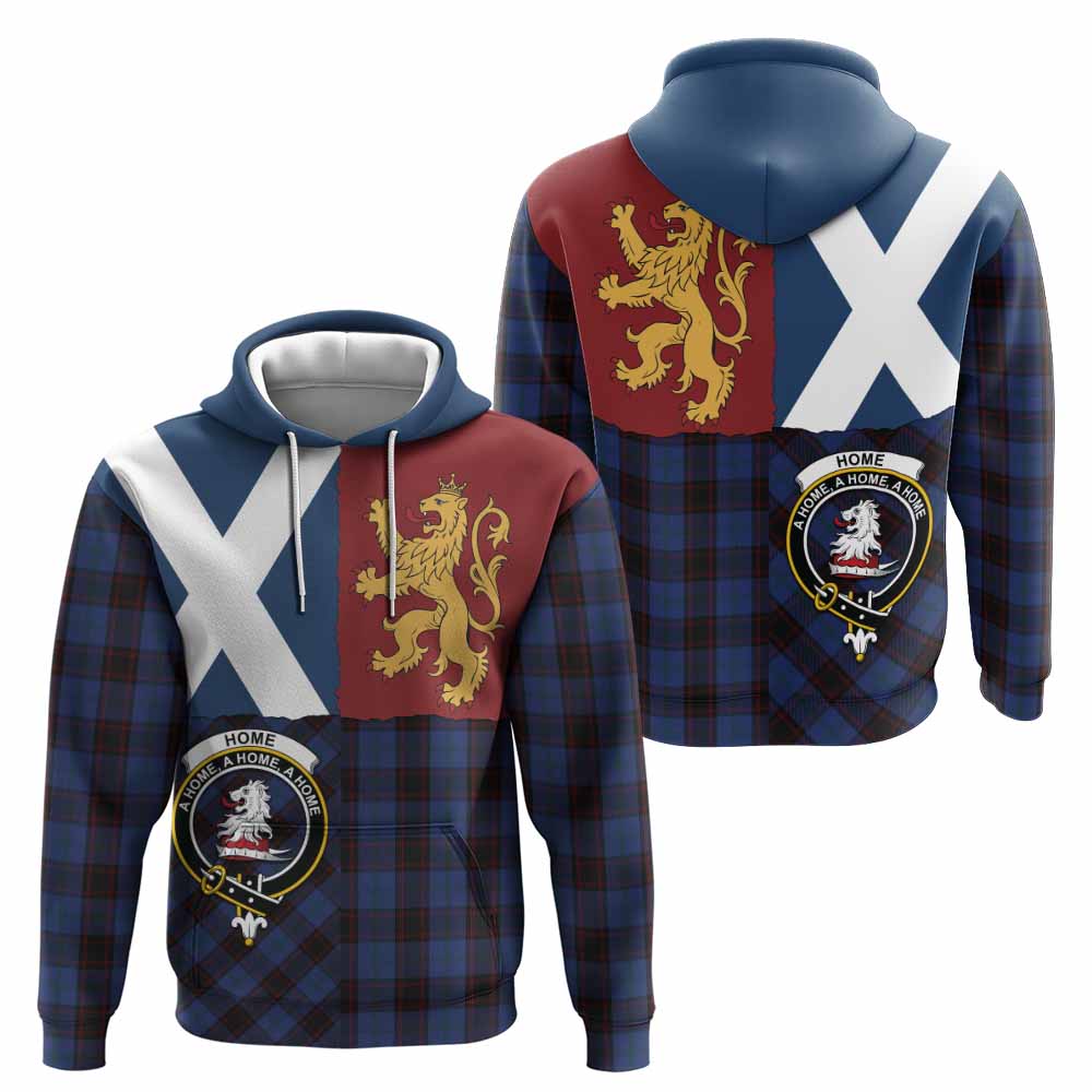 Home (Hume) Crest Tartan Hoodie with Lion Rampant Saltire Style