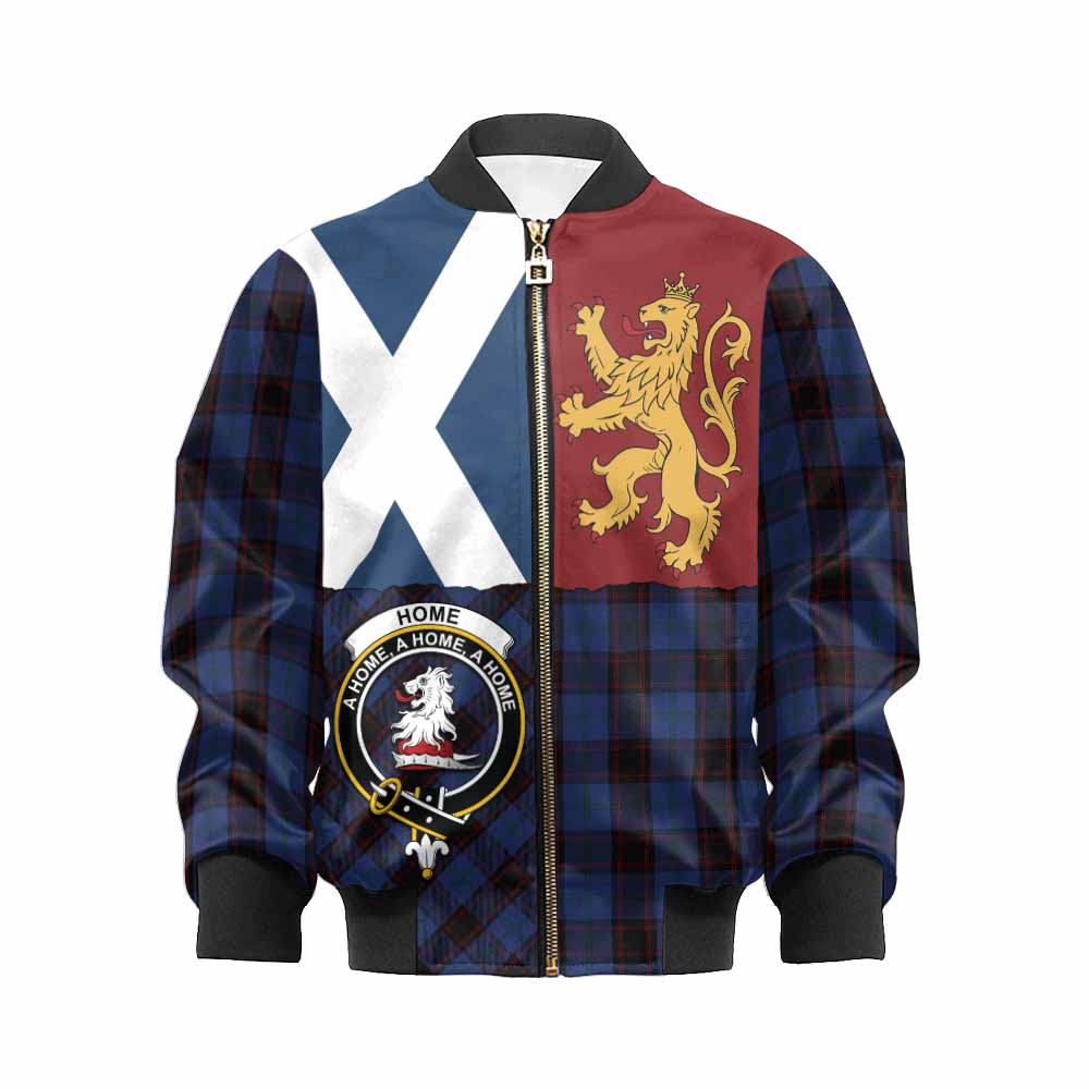 Home (Hume) Crest Tartan Kid Bomber Jacket with Lion Rampant Saltire Style - Tartan Vibes Clothing