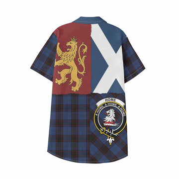 Home (Hume) Crest Tartan Kid Hawaiian Shirt with Lion Rampant Saltire Style