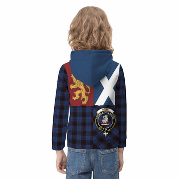 Home (Hume) Crest Tartan Kid Hoodie with Lion Rampant Saltire Style