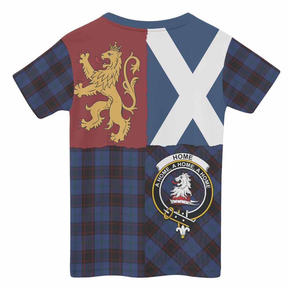 Home (Hume) Crest Tartan Kid T-shirt with Lion Rampant Saltire Style - Tartan Vibes Clothing