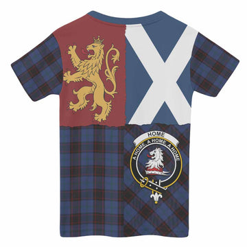 Home (Hume) Crest Tartan Kid T-shirt with Lion Rampant Saltire Style - Tartan Vibes Clothing