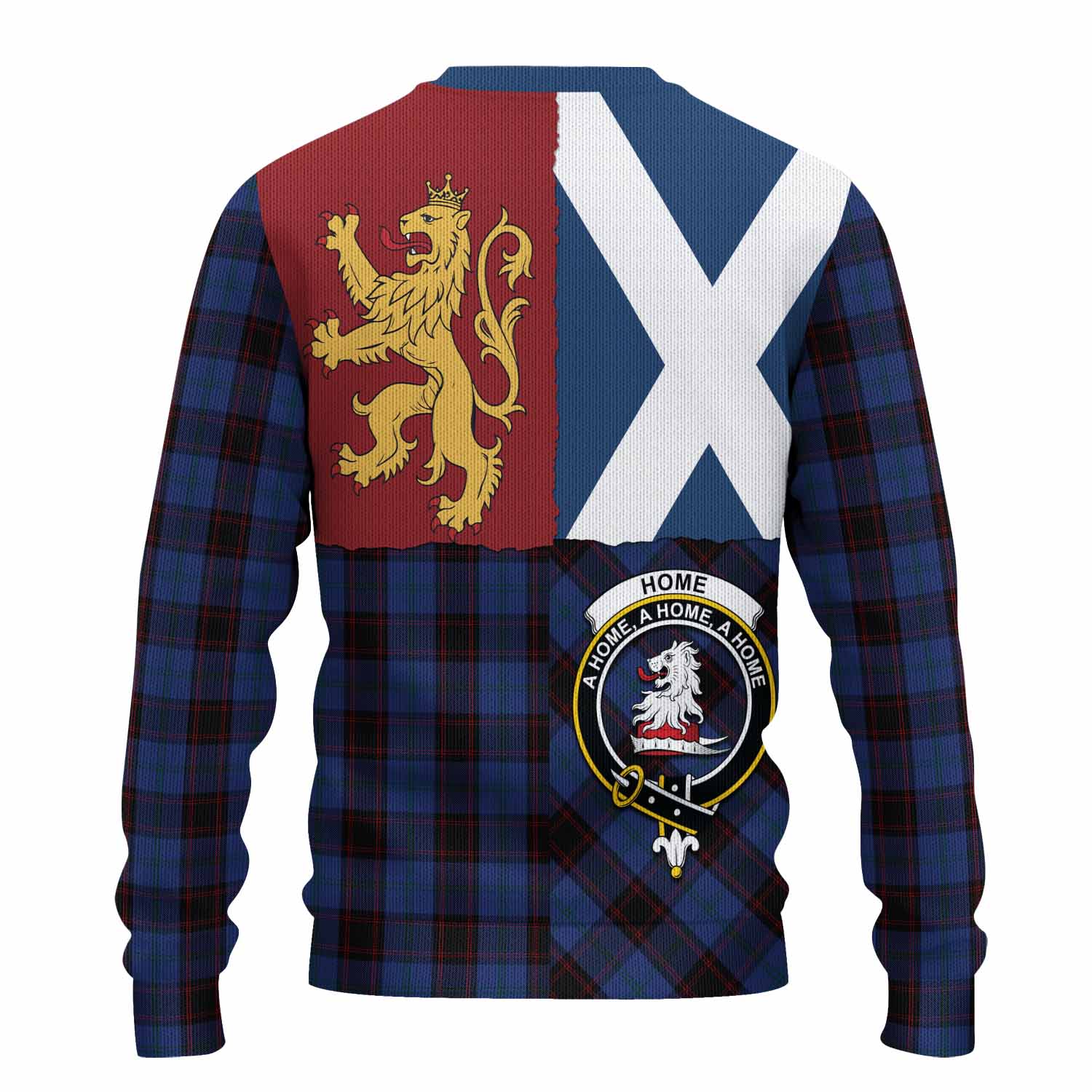 Home (Hume) Crest Tartan Knitted Sweater with Lion Rampant Saltire Style