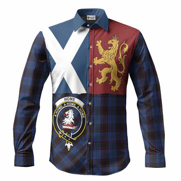 Home (Hume) Crest Tartan Long Sleeve Button Shirts with Lion Rampant Saltire Style