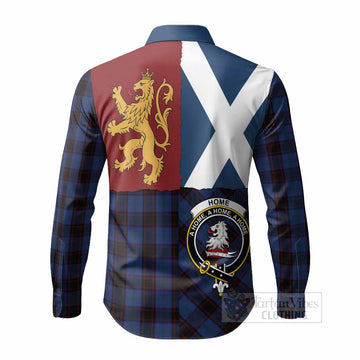 Home (Hume) Crest Tartan Long Sleeve Button Shirts with Lion Rampant Saltire Style