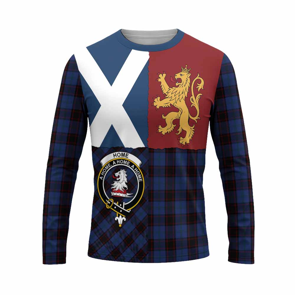 Home (Hume) Crest Tartan Long Sleeve T-Shirt with Lion Rampant Saltire Style