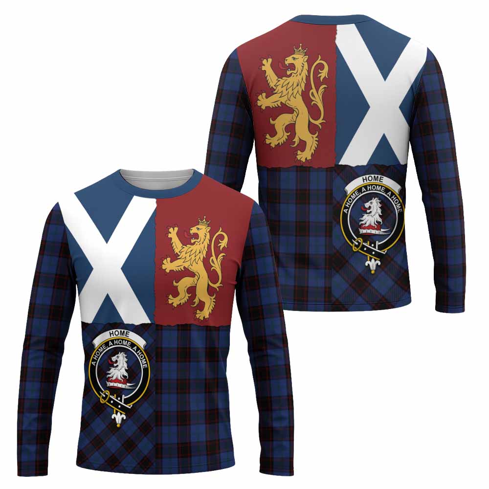 Home (Hume) Crest Tartan Long Sleeve T-Shirt with Lion Rampant Saltire Style
