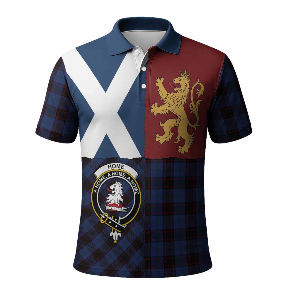 Home (Hume) Crest Tartan Polo Shirt with Lion Rampant Saltire Style