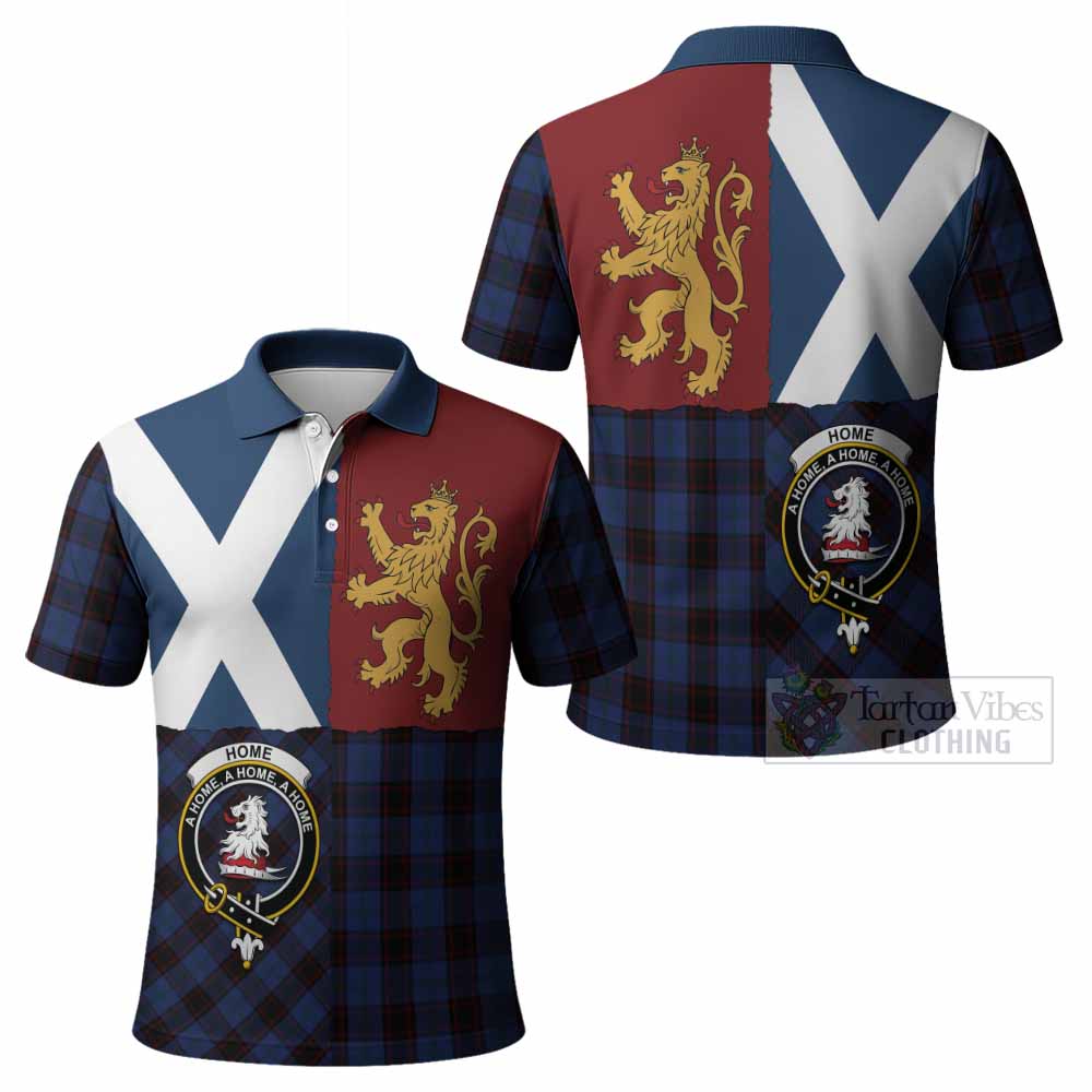 Home (Hume) Crest Tartan Polo Shirt with Lion Rampant Saltire Style