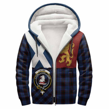Home (Hume) Crest Tartan Sherpa Hoodie with Lion Rampant Saltire Style