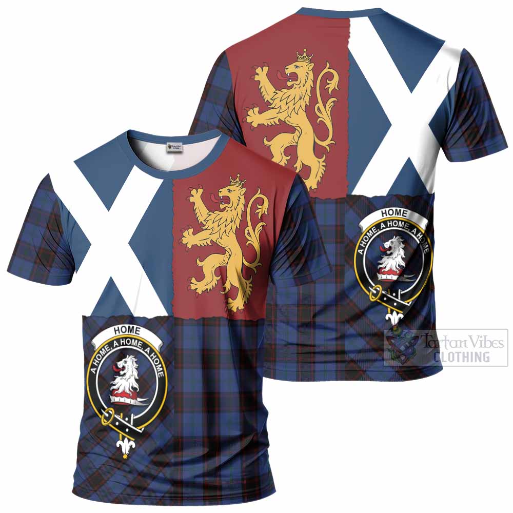 Home (Hume) Crest Tartan T-Shirt with Lion Rampant Saltire Style
