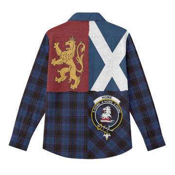 Home (Hume) Crest Tartan Women Casual Shirt with Lion Rampant Saltire Style