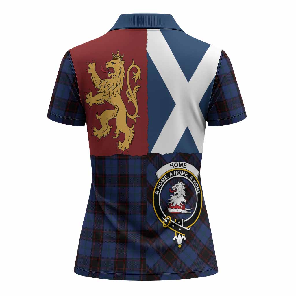 Home (Hume) Crest Tartan Women Polo Shirt with Lion Rampant Saltire Style