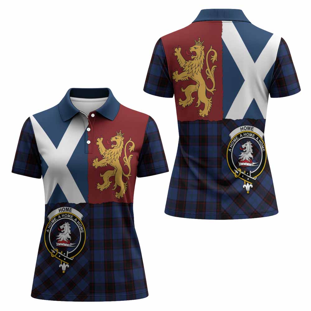Home (Hume) Crest Tartan Women Polo Shirt with Lion Rampant Saltire Style