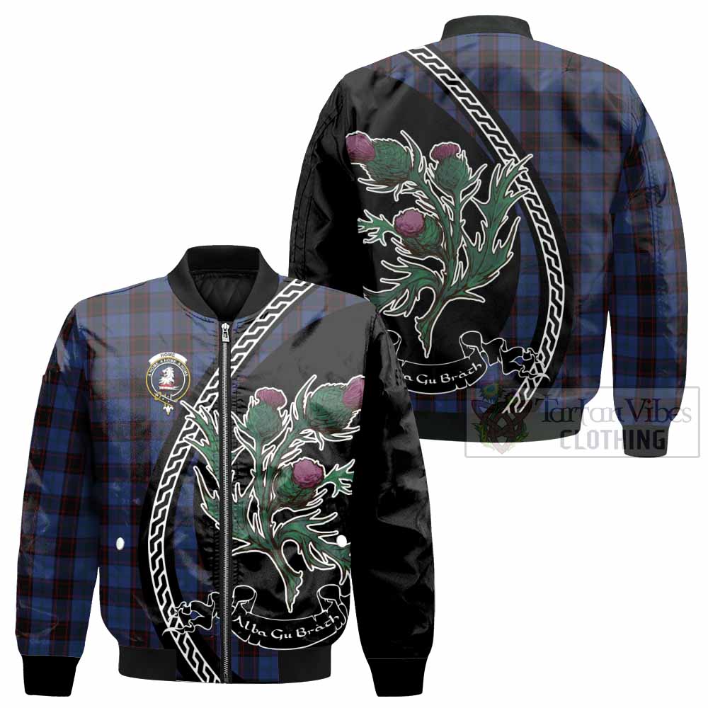 Home (Hume) Family Crest Tartan Bomber Jacket Alba Thistle Inspired - Tartan Vibes Clothing