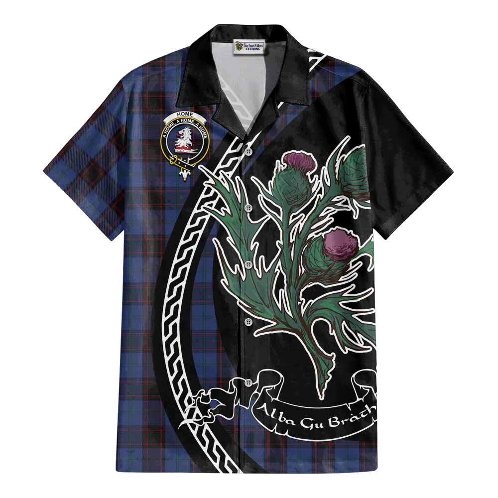 Home (Hume) Family Crest Tartan Cotton Hawaiian Shirt Alba Thistle Inspired - Tartan Vibes Clothing