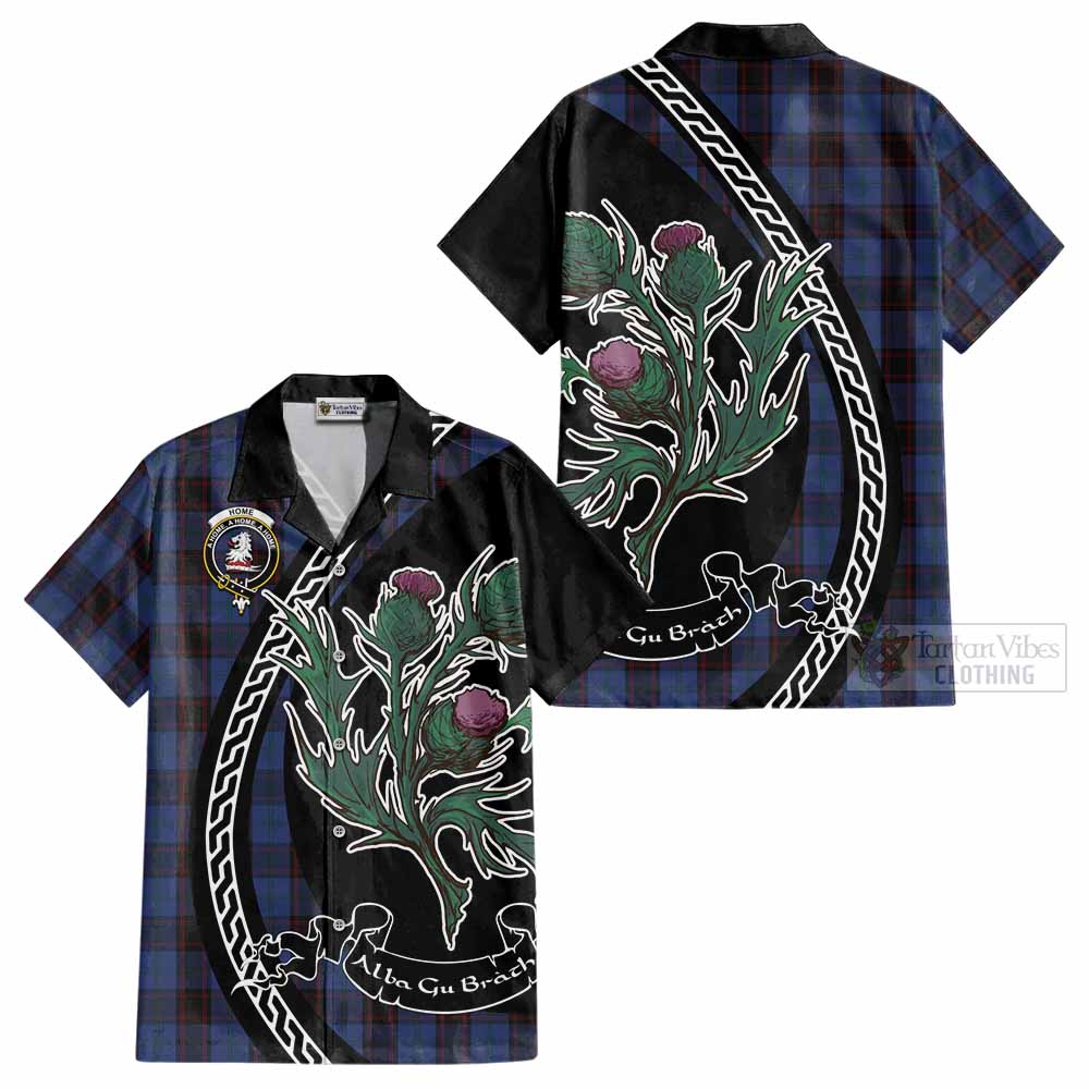 Home (Hume) Family Crest Tartan Cotton Hawaiian Shirt Alba Thistle Inspired - Tartan Vibes Clothing